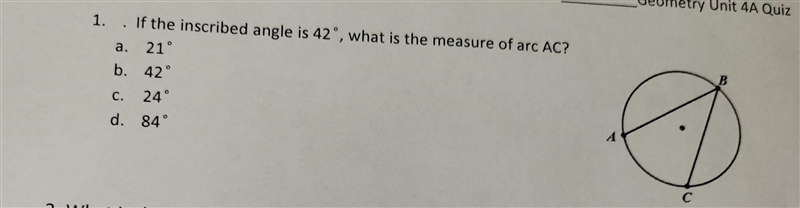 What is the measurement of arc AC?Please choose either A, B, C, or D.-example-1