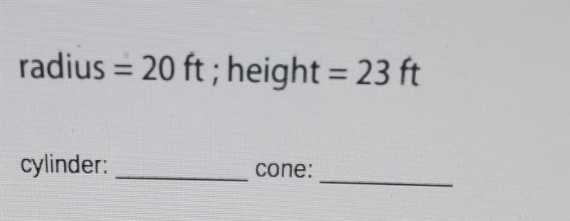 Find the volume of a cylinder and cinema given the following dimensions-example-1