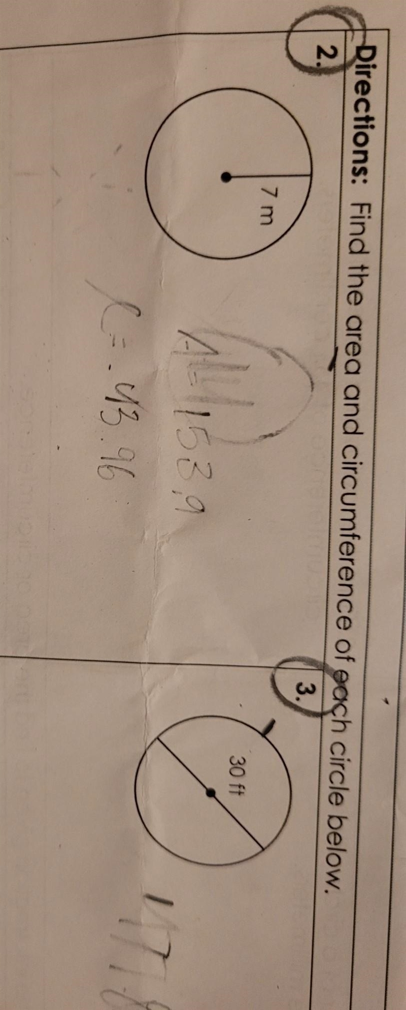Find the Area and circumference of each circle below.​-example-1