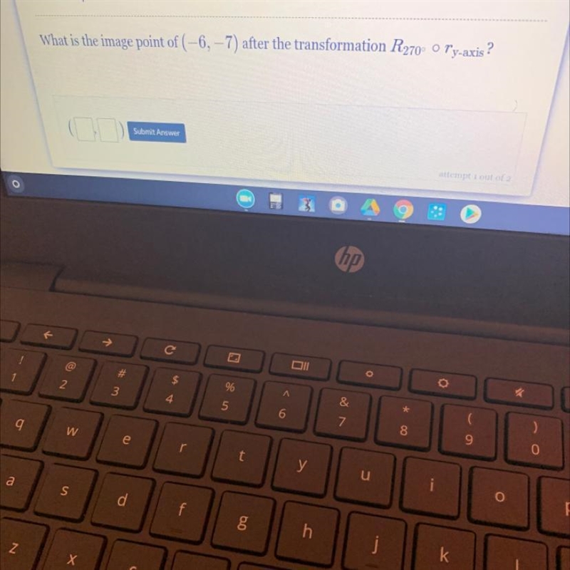 What is the image point of (-6, -7) after the transformation R270° O ry-axis?-example-1