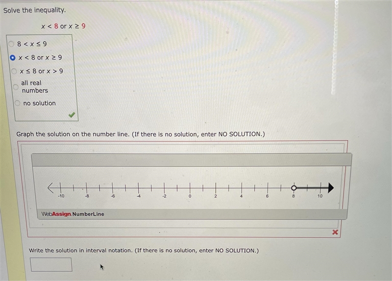 Need help with this problem, I need help figuring out the interval notation.-example-1