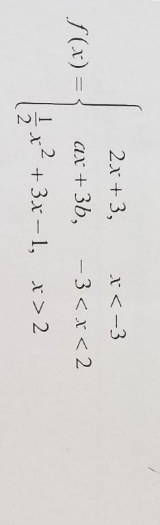 For what value(s) of a and b will the function below have a point discontinuities-example-1