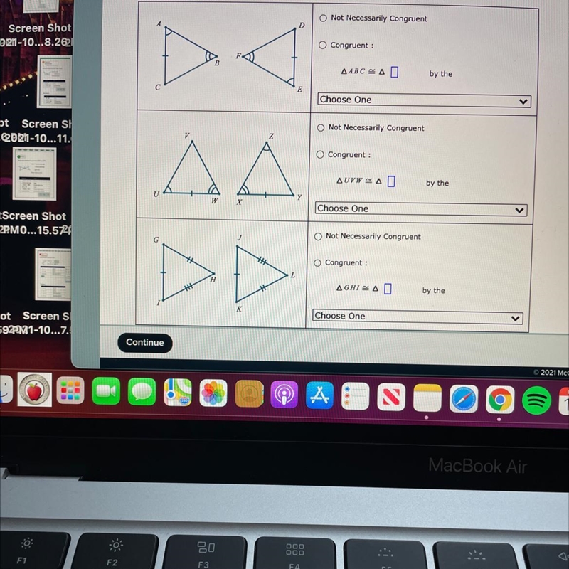 Could I please get help with finding what pair is congruent and what pair is not congruent-example-1