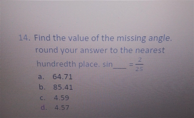 Find the value of the missing angle. round your answer to the nearest hundredths place-example-1