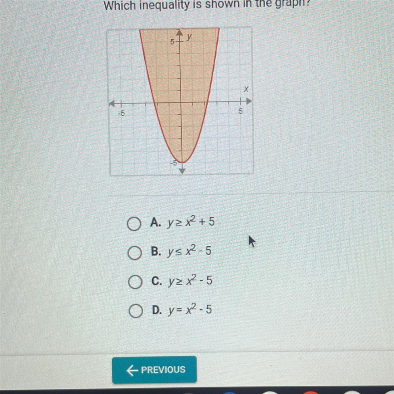 Which inequality is shown in the graph?-example-1