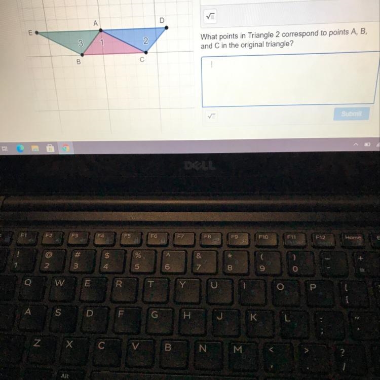 АD✓32What points in Triangle 2 correspond to points A, B,and C in the original triangle-example-1