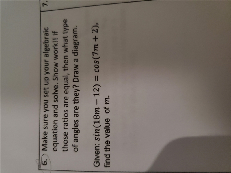 6. Make sure you set up your algebraic equation and solve. Show work!! If those ratios-example-1