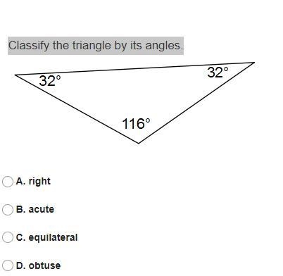 Classify the triangle by its angles.-example-1