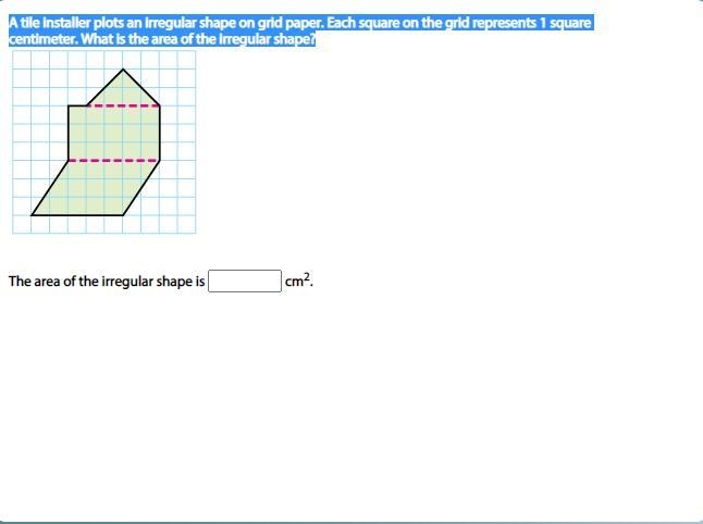 A tile installer plots an irregular shape on grid paper. Each square on the grid represents-example-1