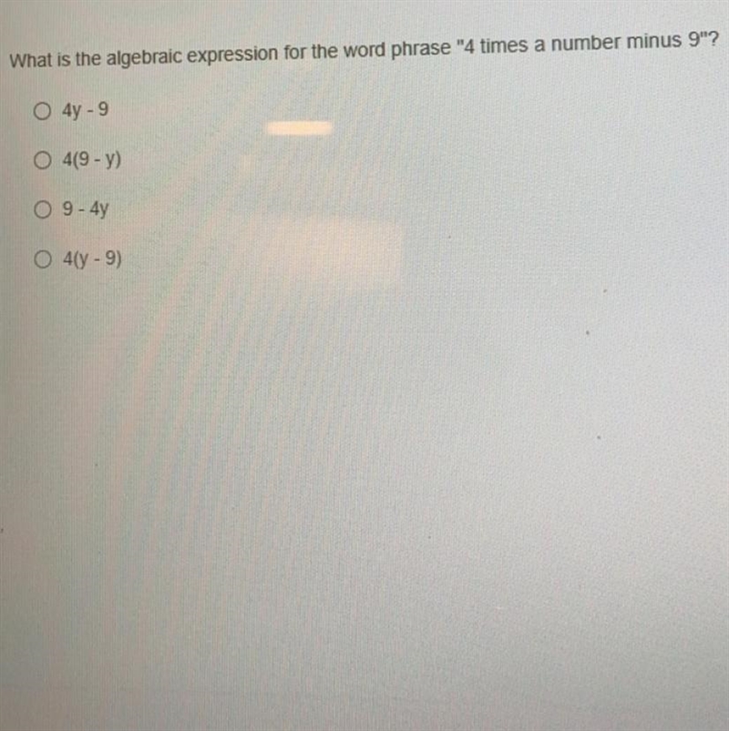 What is the algebraic expression for the word phrase minus 9-example-1