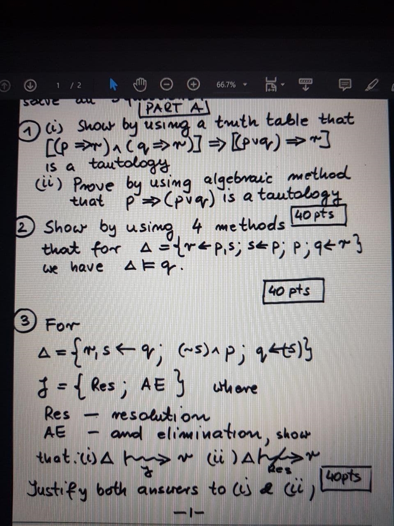 Hey guys! Can u help me with these three questions? 1. i. Show by using a truth table-example-1