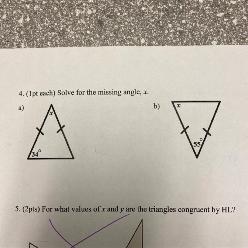 4. Solve for the missing angle, x.-example-1