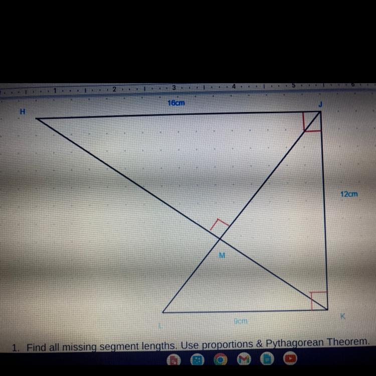 Find HK using proportions and Pythagorean theorem-example-1