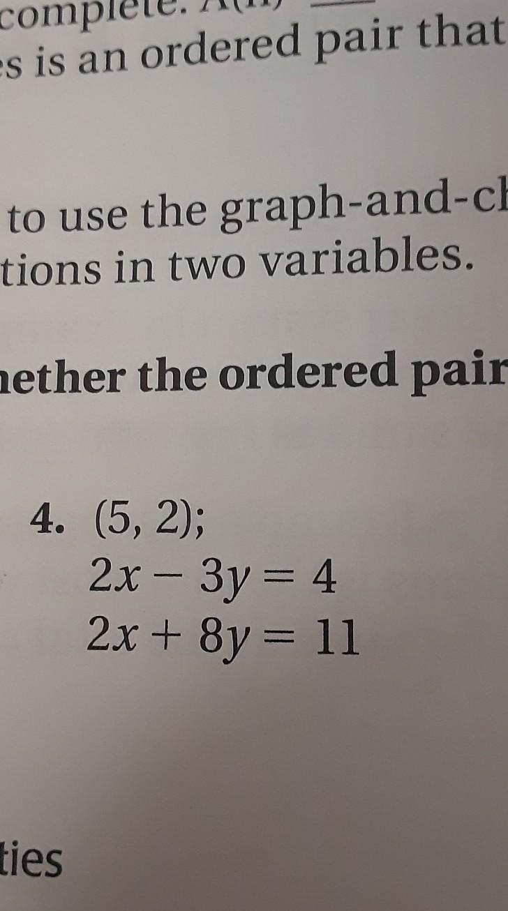 How do I tell weather the order pair is a solution of the linear system-example-1