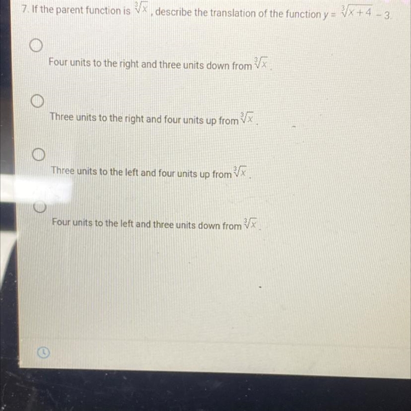 If the parent function is ^3sqrt(x), describe the translation of the function y=^3(x-example-1