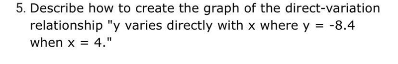 Describe how to create the graph of the direct-variation relationship "y varies-example-1