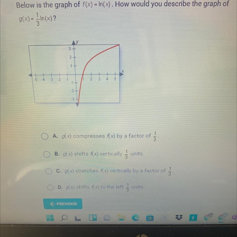 Below is the graph of f(x) = In(x). How would you describe the graph of902)gin(x)?WY-example-1