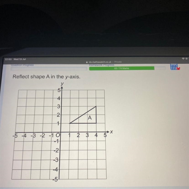 Reflect shape A in the y-axis.-example-1