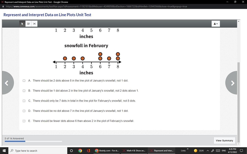 Students in Mrs. Curry's class recorded the amount of snowfall in January and February-example-1