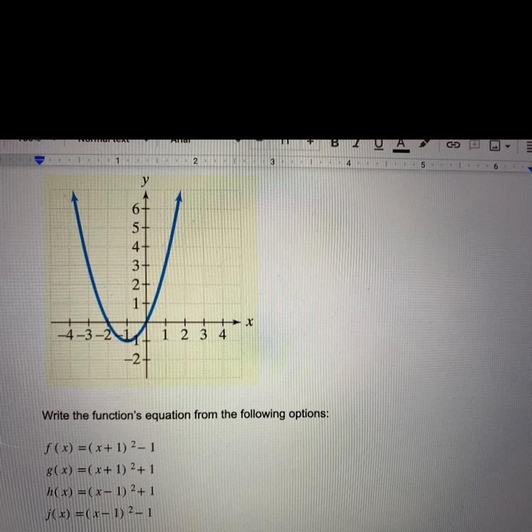 Can you help me elaborate on this? I know the right answer is f(x)=(x+1)^2-1. I got-example-1