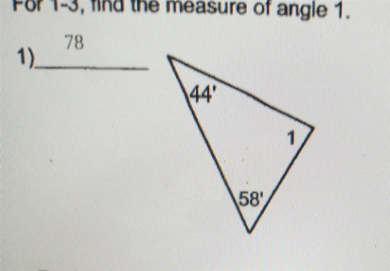 How do I solve for angle one not sure if my answer is correct-example-1