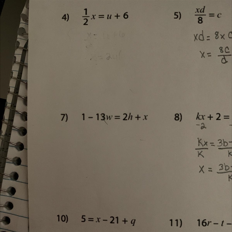 Changing the subject of a formula making x the subject of each formula-example-1