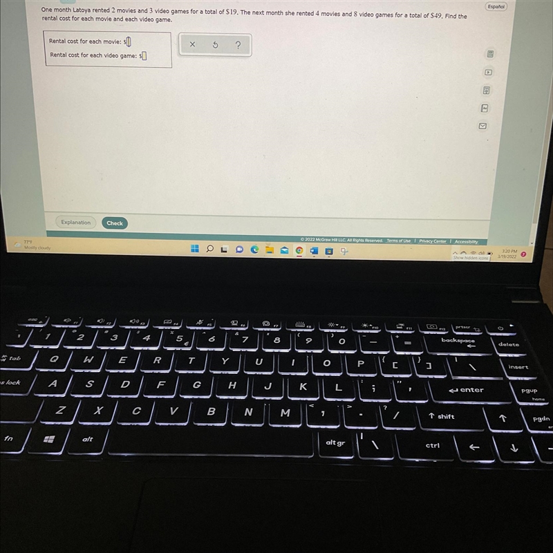 2/5Solving a word problem using a system oflinear equations of the form Ax + By = C-example-1