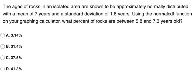 The ages of rocks in an isolated area are known to be approximately normally distributed-example-1