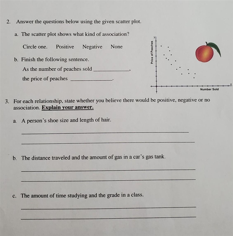 Answer the questions below using the given scatter plot. a. The scatter plot shows-example-1