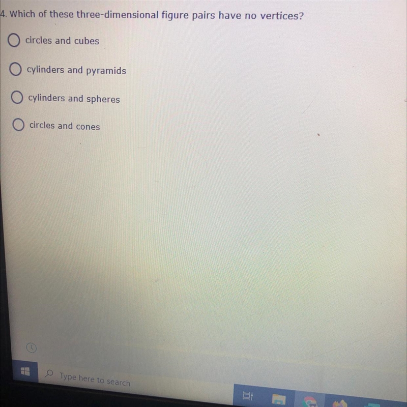 Which of these three dimensional figures pairs have no vertices-example-1