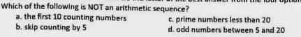 Which of the following is not arithmetic sequence? question in photo-example-1