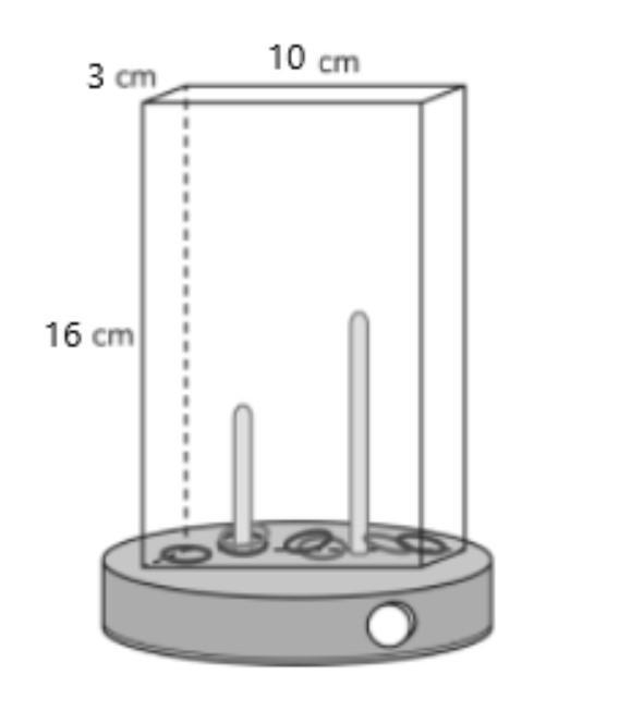 A ring-toss toy is composed of a rectangular prism on top of a cylinder. The rectangular-example-1