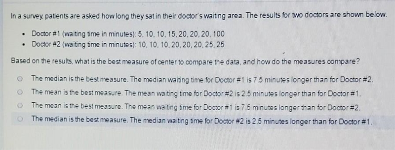 in a survey patients are asked how long they sat and their doctors waiting area the-example-1