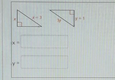 Value of x and y that are congruent to HL-example-1