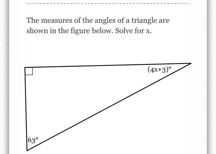 The measures of the angles of a triangle are shown in the figure below. Solve for-example-1