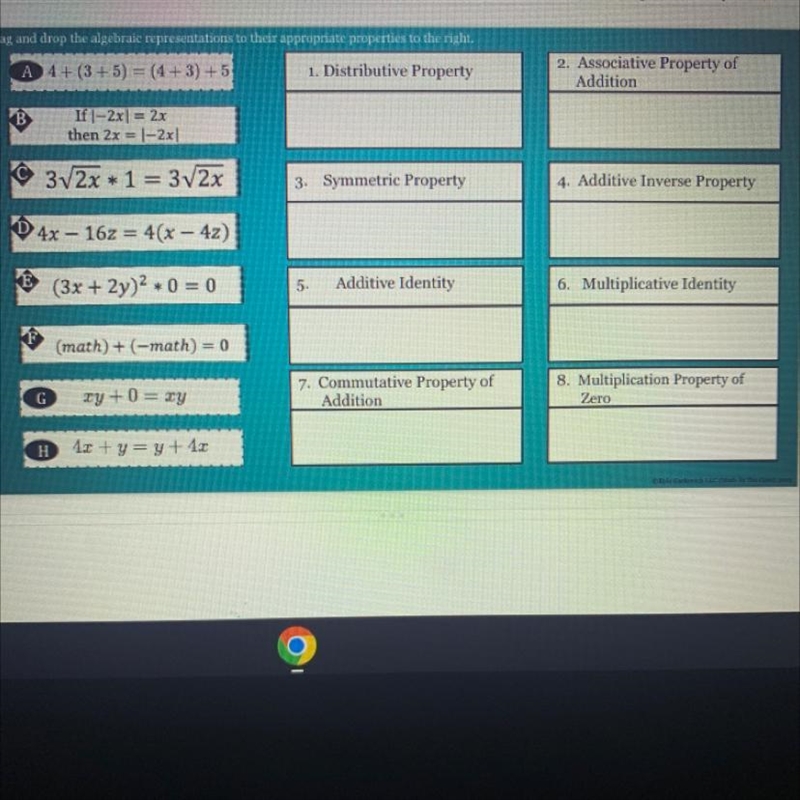 Drag and drop the algebraic representation to their appropriate properties to the-example-1