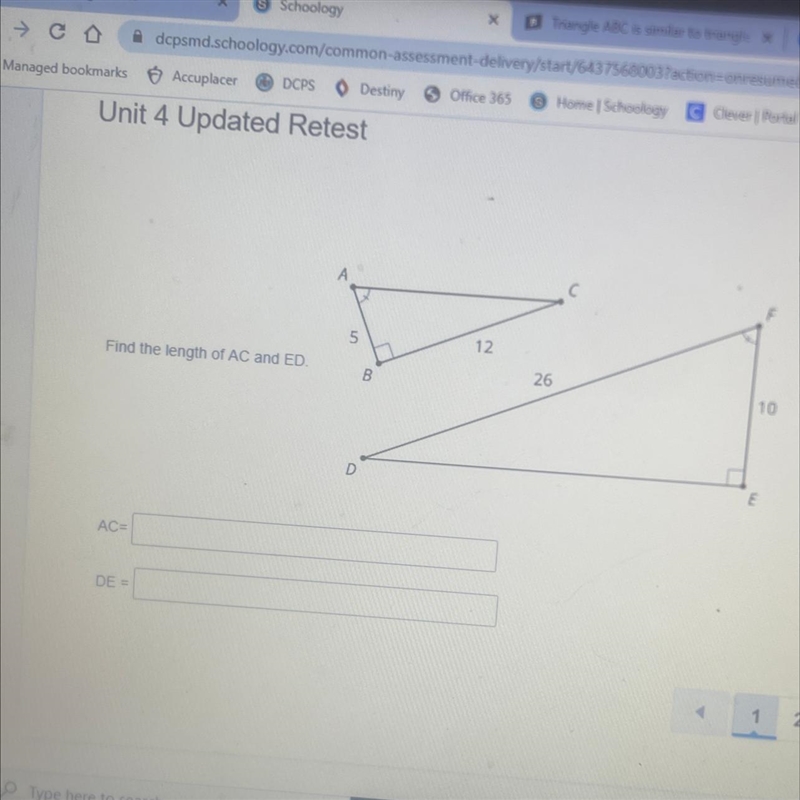 Find the length of AC and ED.-example-1