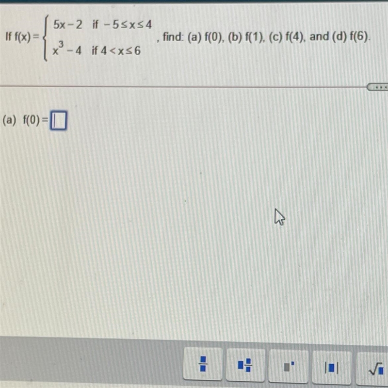 Please help solve for f(0), f(1) f (4) and f(6)-example-1