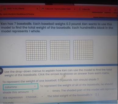 > Use the drop-down menus to explain how Ken' can use the model to find the total-example-2