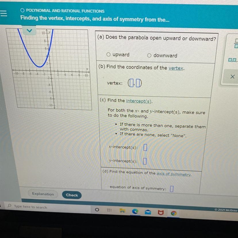 Use the graph of the parabola to fill in the table.-example-1