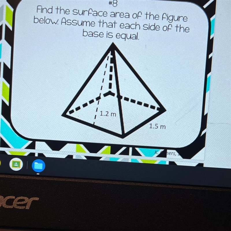 Find the surface area of the figure below. Assume that each side of the base is equal-example-1