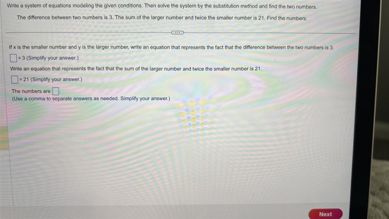 HELPP!! Write a system of equations modeling the given conditions. Then solve the-example-1