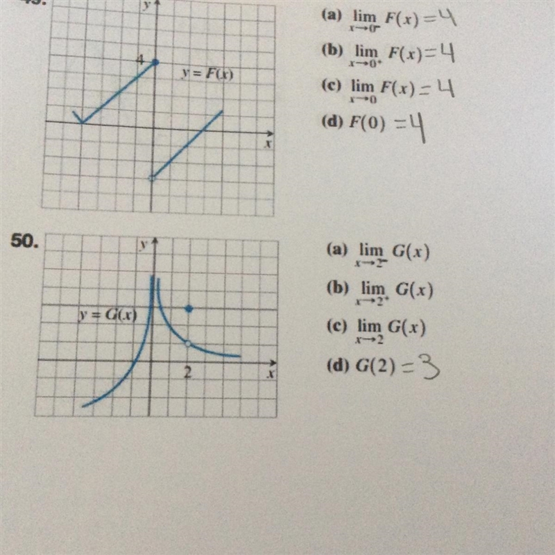 Number 50 use the graph to estimate the limits and value of the function or explain-example-1