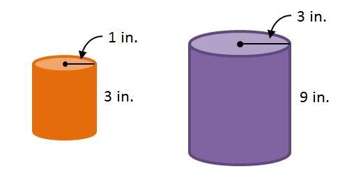 The cylinders shown below are similar. What is the ratio of their side lengths? What-example-1