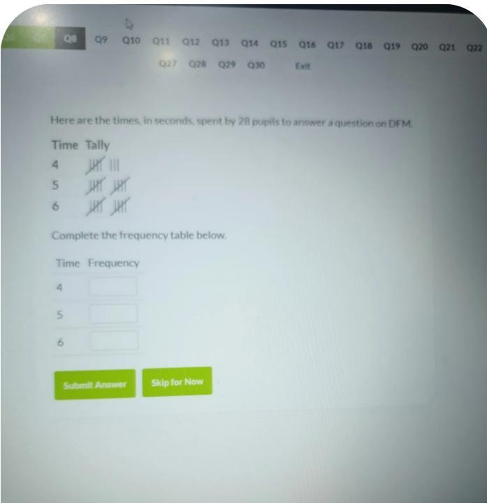 Here are the times, in seconds, spent by 28 pupils to answer a question on DFM. Time-example-1