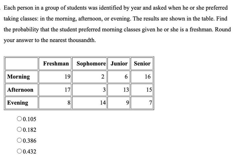 Each person in a group of students was identified by year and asked when he or she-example-1