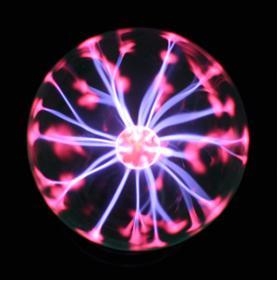 A plasma globe is a device that produces streaks of light. The streaks of light stay-example-1