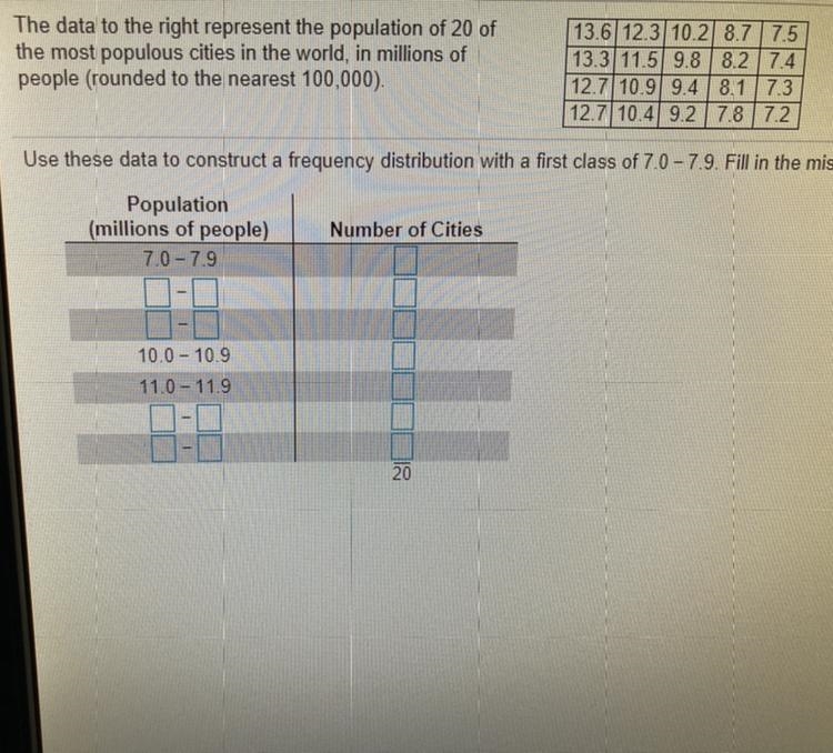 Use these data to construct a frequency distribution with a class of 7.0 - 7.9 filling-example-1