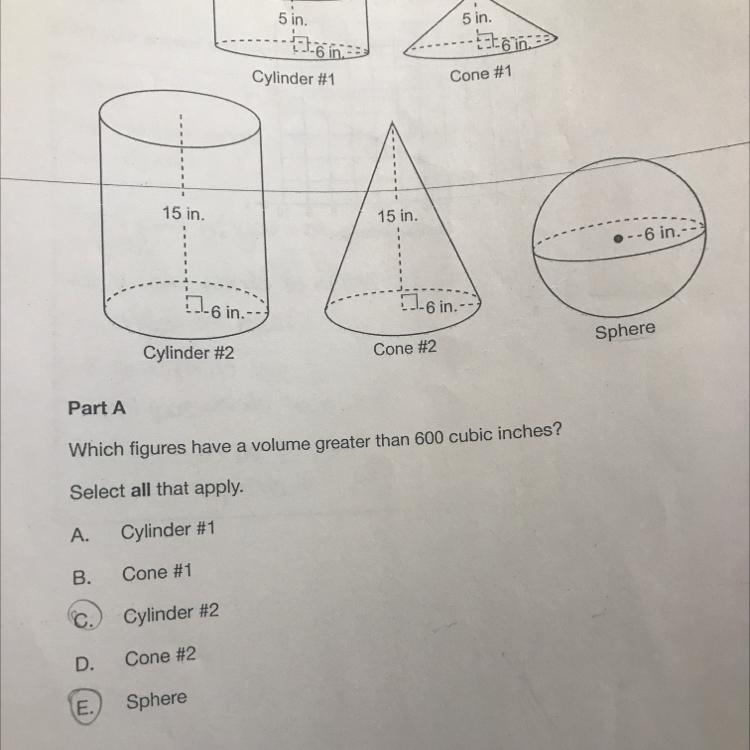 How many times greater is the volume of the Sphere than the volume of Cone #1? Round-example-1