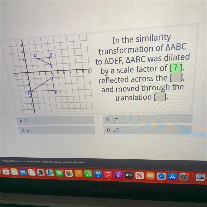 43AB.N1-2 -1 0-1С1 2 3 4 5 6 7 8 9 10In the similaritytransformation of AABCto ADEF-example-1